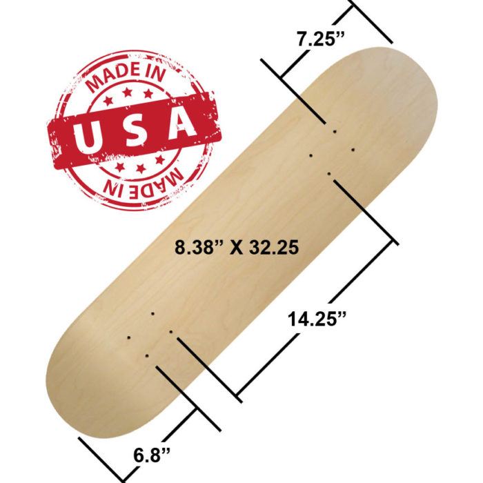 Blank 8.38" width skateboard dimensions